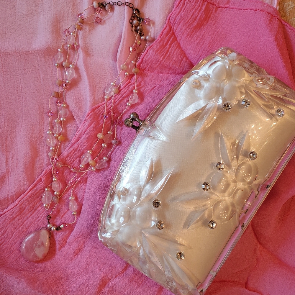 Handmade Rose-quartz Tri-tier Necklace 925 - Picture 13 of 14